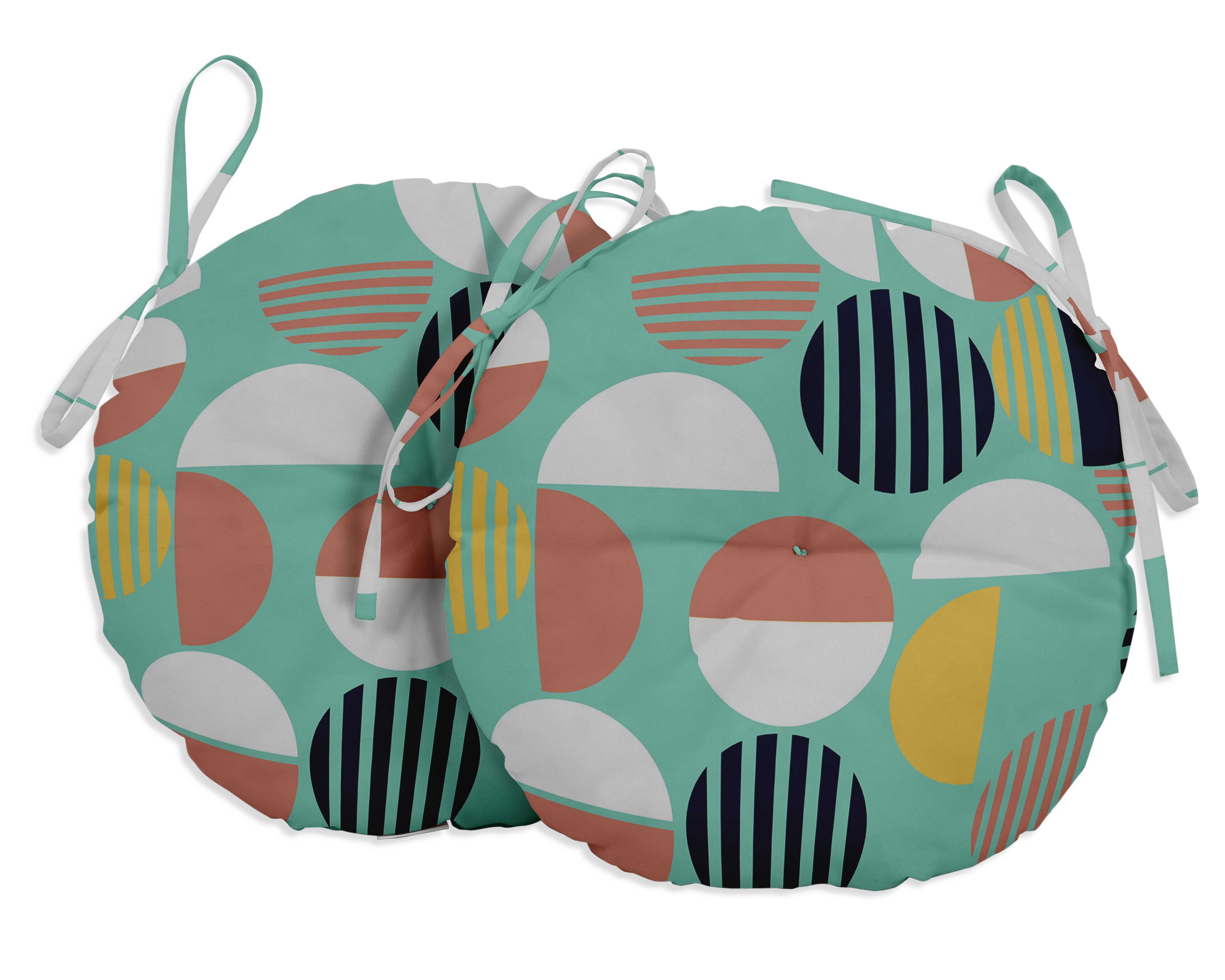 Vargottam Indoor/Outdoor Round Bistro Chair Cushions Block Print 15