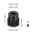 thumbnail image 2 of Uxcell 6mm Aperture 15T Mod 1 45# Steel Spur Diff Differential Motor Pinion Gear, 2 of 5