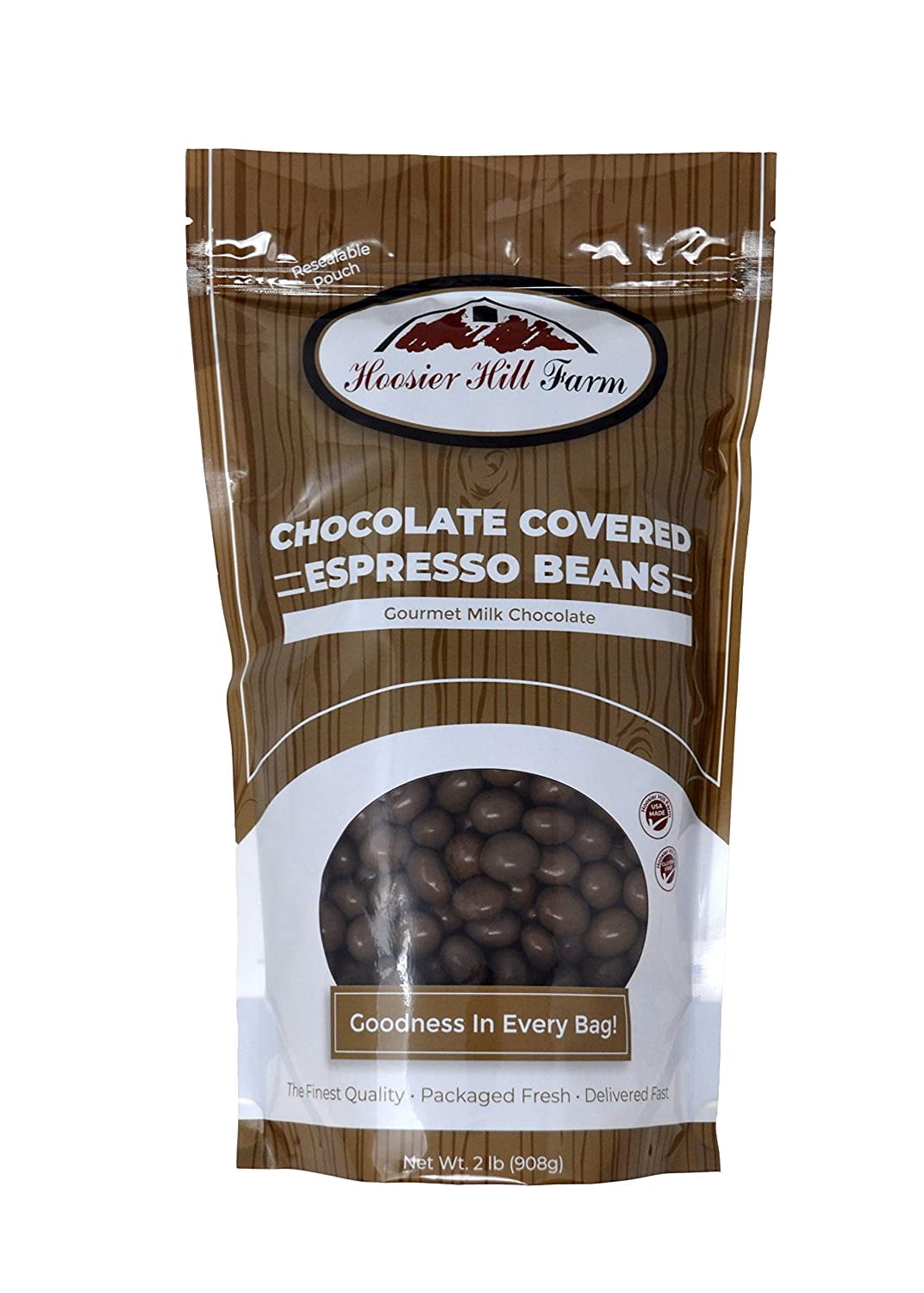 Hoosier Hill Farm Gourmet Milk Chocolate covered Espresso Beans, 2 lbs