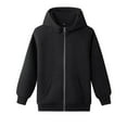 thumbnail image 3 of Loopsun Kids Sweatshirt Jackets, Kids Boys Girls Casual Solid Hooded Zip Up Long Sleeve Outerwear Sweatshirt Jacket with Pockets Black, 9-10 Years, 3 of 5