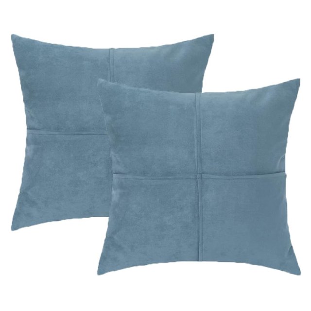 fundas de almohada de gamuza sintética decorativas plisadas para sofá cama, funda de cojín cuadrada de color sólido suave (45 x 45 cm, multicolor)