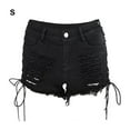 thumbnail image 3 of Sonducket Pantalones cortos de mezclilla negros para mujer Pantalones cortos de mezclilla desgastados y rasgados negros elegantes y de moda de Prendas para la parte inferior del cuerpo S, 3 of 6