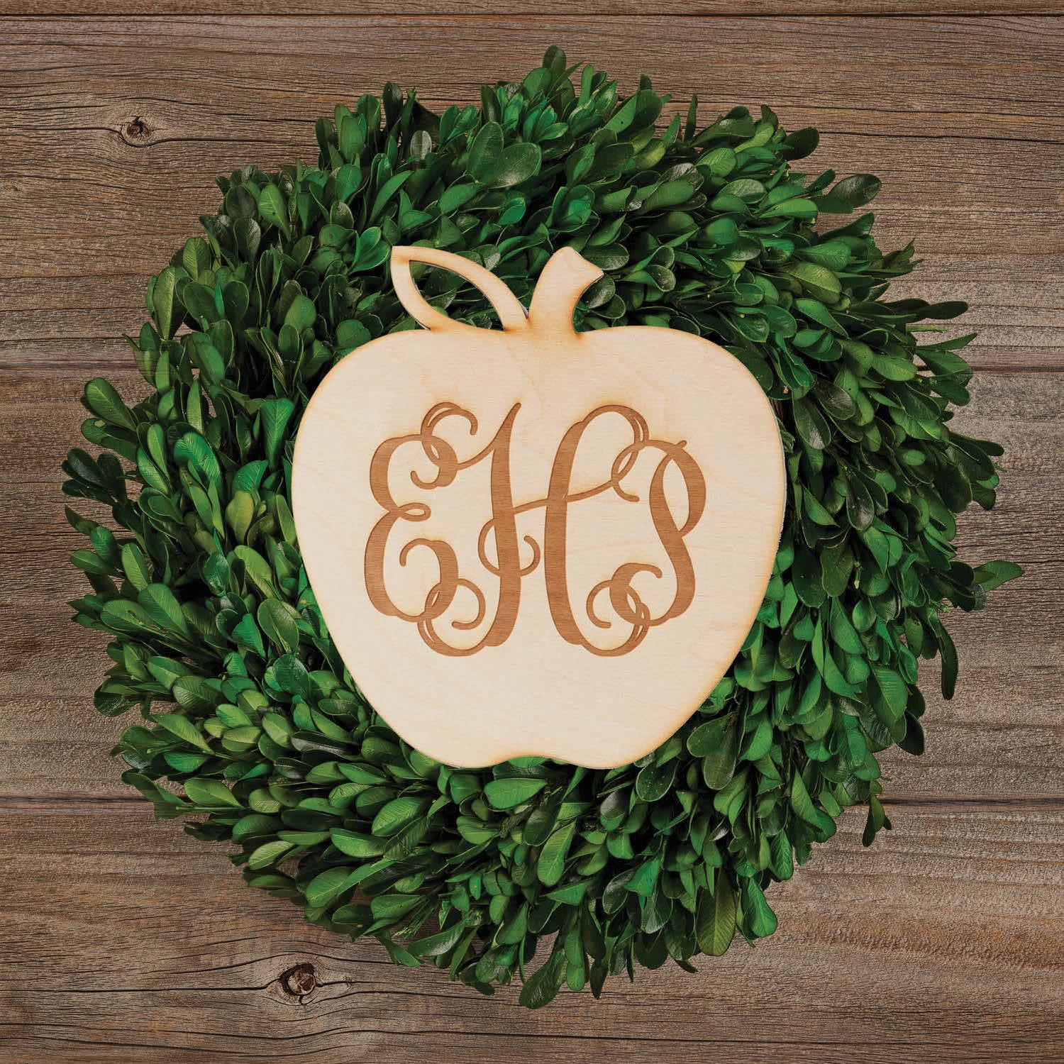Personalized Monogram Apple Wood Plaque - Teacher Appreciation