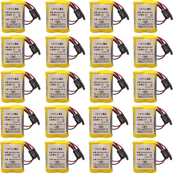 BR-AGCF2W 6V A98L-0031-0011#L PLC Battery for Fanuc System Battery A98L-0031-0011 with Black Plug, Pack of 20