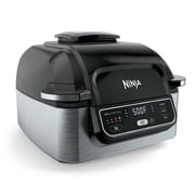 Ninja 4-Serving Electric Indoor Grill, 4-in-1 with Air Fryer, SurroundSear Technology, AG300, Black/Silver