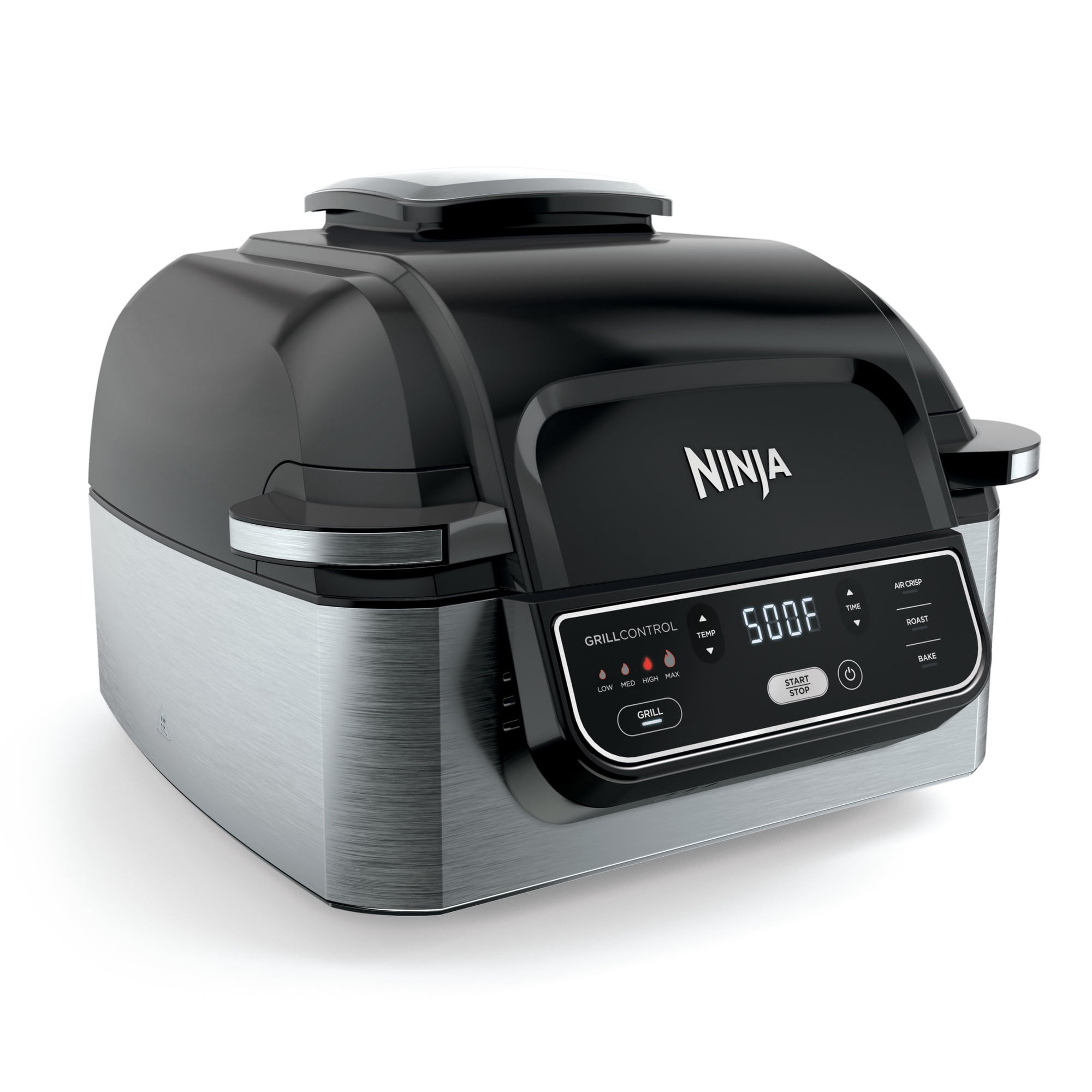 Ninja 4-Serving Electric Indoor Grill, 4-in-1 with Air Fryer, SurroundSear Technology, AG300, Black/Silver