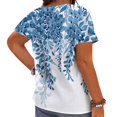 thumbnail image 2 of CLOOCL Women Blouse Blue Leaves Printed Short Sleeve Shirt Plus Size Summer Clothing, 2 of 6
