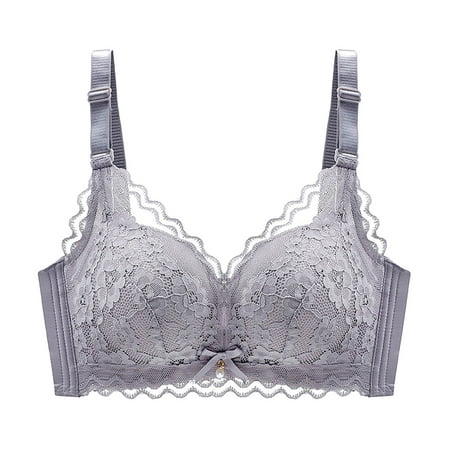 Gnurob Women s Lace Bralette  Sexy Lace Bra Plus Size No Underwire Bras Push Up Bralettes Adjustable Straps lingerie Hide Back Fat Underwear for Women Clearance Saving Gray Medium