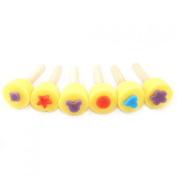 Sponge Paint Brush,6PCS Wooden Handle Kid Child Painting Tool Sponge Paint Roller Custom Engineered