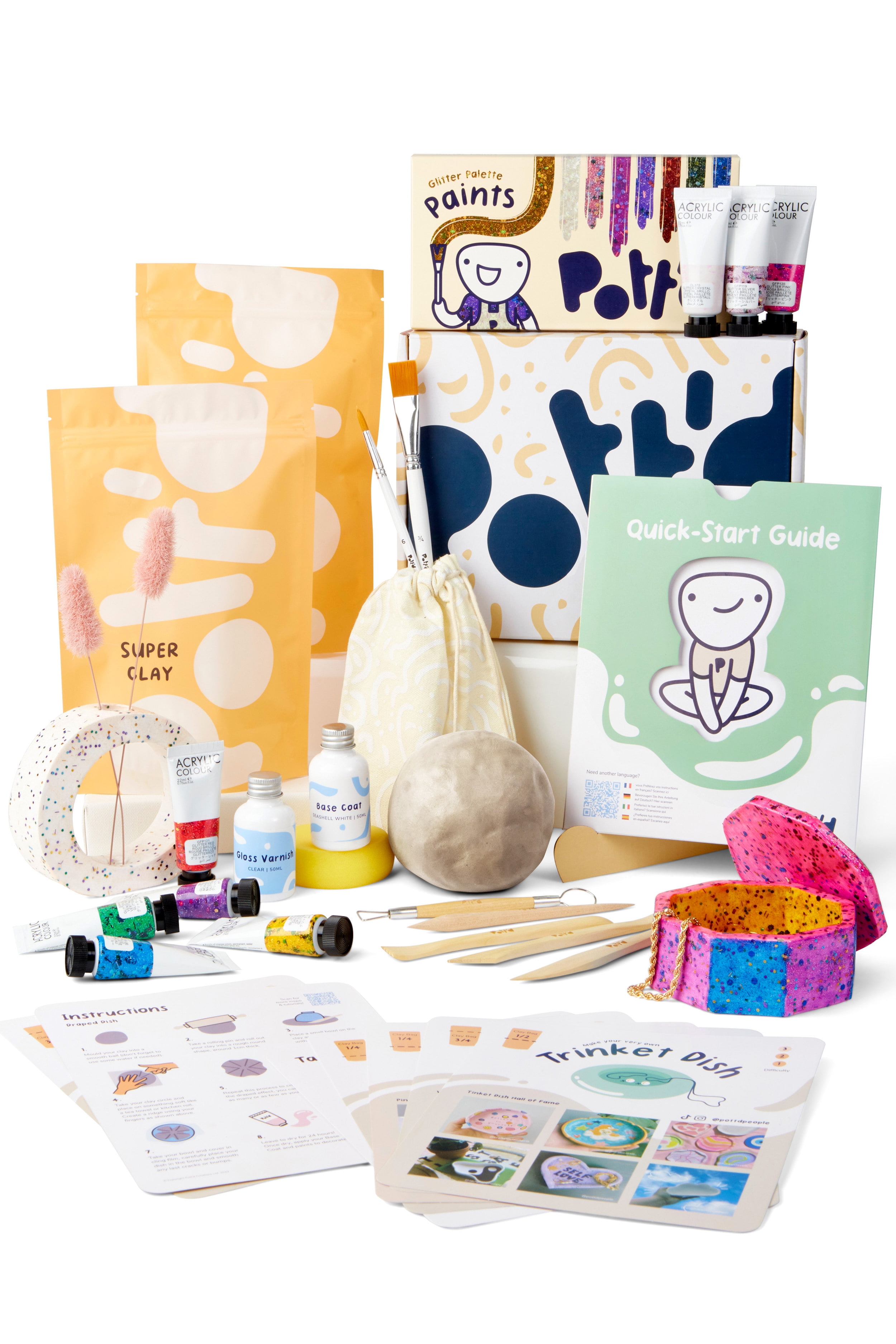 Pott'd Home Air Dry Clay Pottery Kit for Adults & Beginners