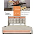 thumbnail image 3 of Bellemave Queen Size Linen Upholstered Platform Bed with Hydraulic Storage System and Storage Headboard Wooden Storage Bed Frame with LED Lights and USB Charging (Queen, Natural Beige), 3 of 10
