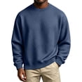 thumbnail image 2 of WIZUTIZ Men's Waffle Knit Crewneck Sweatshirt Drop Shoulder Oversized Long Sleeve Pullover Top For Fall Winter, 2 of 6