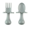 Babyware Made in USA First Self Feeding Spoon Fork Utensil Set for Baby Led Weaning and Toddlers BPA Free (Grey)