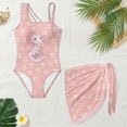 thumbnail image 4 of Xixirimido Axolotl Daisy Pink Print Girls One Piece Swimsuits Cutout Bathing Suit with Cover Up Skirt Quick Dry Beach Swimwear with Adjustable Strap, Size 7-8 Years, 4 of 7