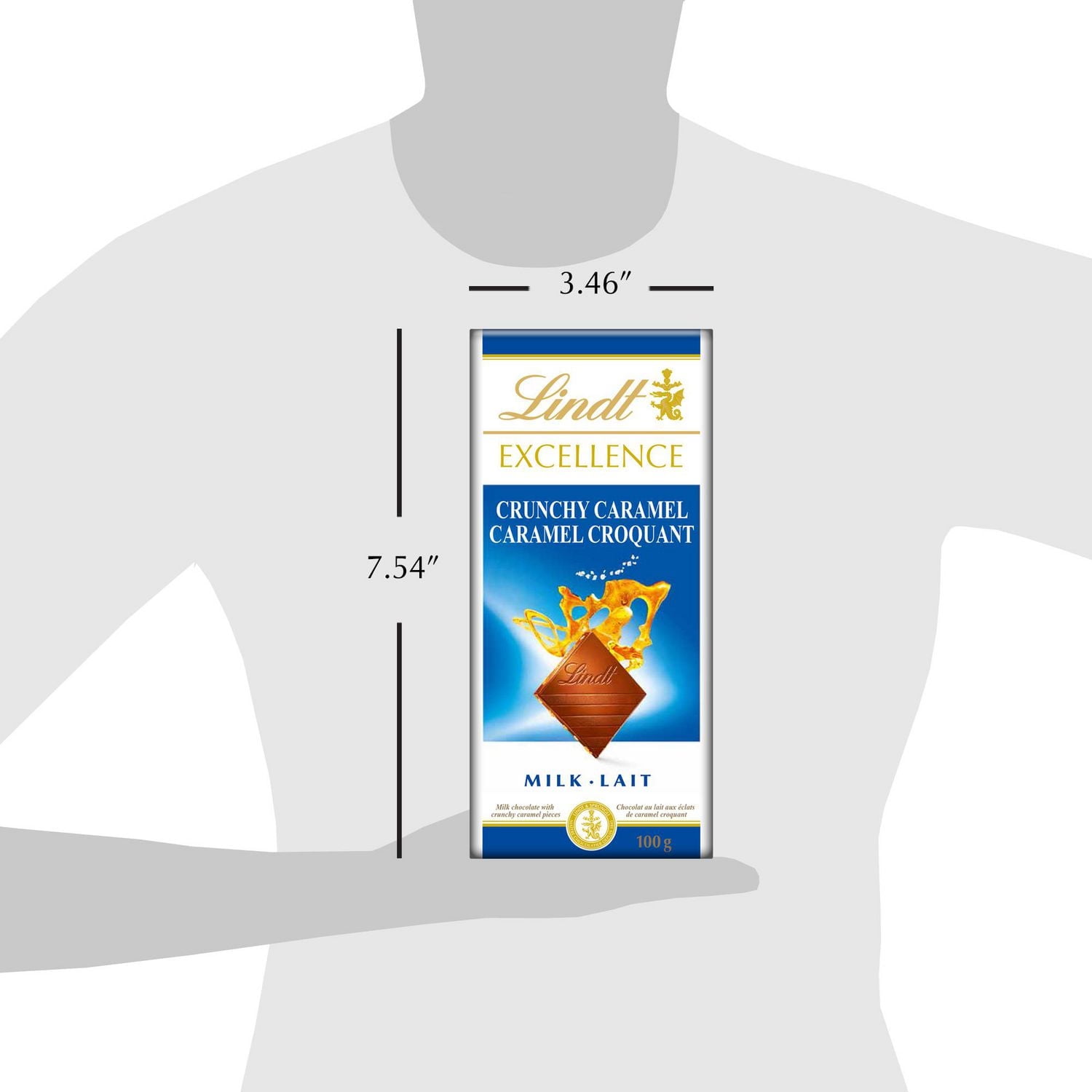 Lindt EXCELLENCE Crunchy Caramel Milk Chocolate Bar, 100 Grams, 100 g