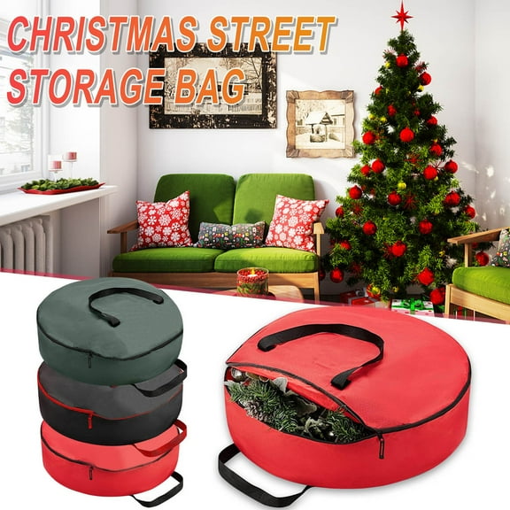 Christmas Wreath Storage Bags 20-Inch Round with Zipper - 600D Oxford Fabric storage container for Wreaths, Artificial Tree, Xmas Decorations, Dust-Proof Protection