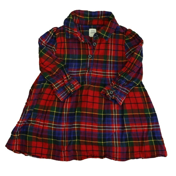 Pre-Owned Gap Girls Red Plaid Dress size: 18-24 Months (Good)