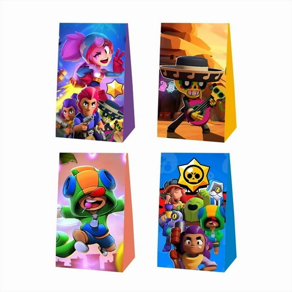 Brawl Stars Treat Bags Candy Decorations Party Favor Supplies Birthday Cake Topper Backdrop Banner