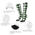 thumbnail image 4 of Picia Women Crew Soft Moisture-wicking Socks Green White Lumberjack Plaid Pattern Design Cotton Socks, One Size fit All, 4 of 9