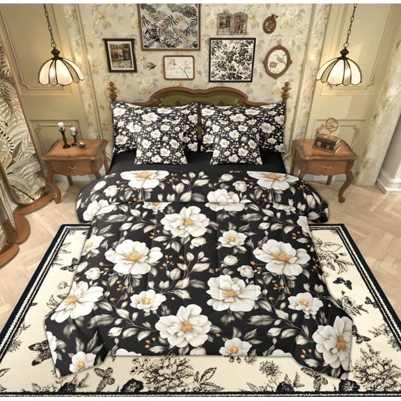 Feelyou Vintage Western Floral Bedding Comforter Set 7 Pieces, Rustic Farmhouse Full Bedding Set, Teen Child Kid Adult Reversible Fitted Sheet Flat Sheet, Breathable Home Decor