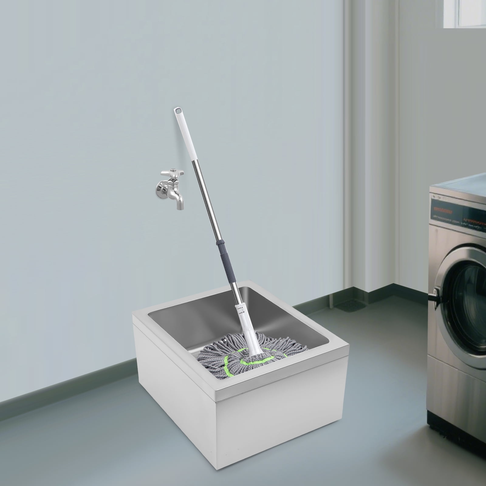 YIYIBYUS No-Splash Deep Utility Sink, 19 Inch Stainless Steel Mop Basin for Kitchens, Restaurants, Quick Drain Design