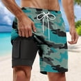 thumbnail image 2 of Telankuip Camouflage Colour Swim Shorts for Men Summer Stylish Elastic Waisted Drawstring Swim Trunks with Compression Liner Comfortable Quick Drying Lined Pocket Beach Shorts 6-Green XXXXL, 2 of 4