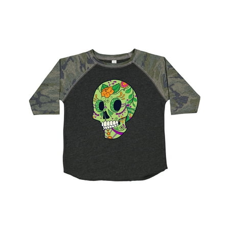 

Inktastic Halloween Day of the Dead Green Sugar Skull with Flowers Gift Toddler Boy or Toddler Girl T-Shirt