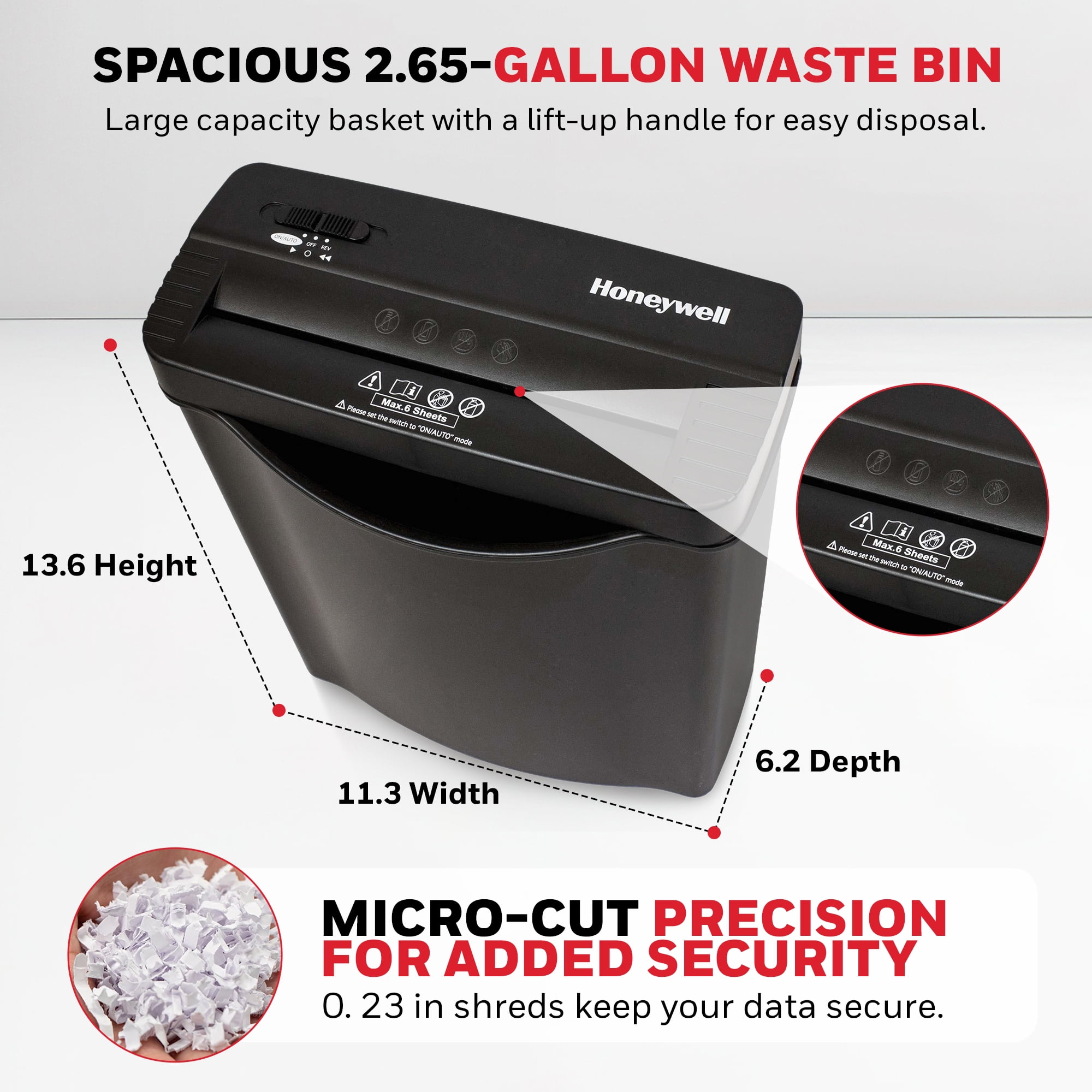 Honeywell 6-Sheet Strip-Cut Shredder Paper Credit Cards Home and Office, 9306F
