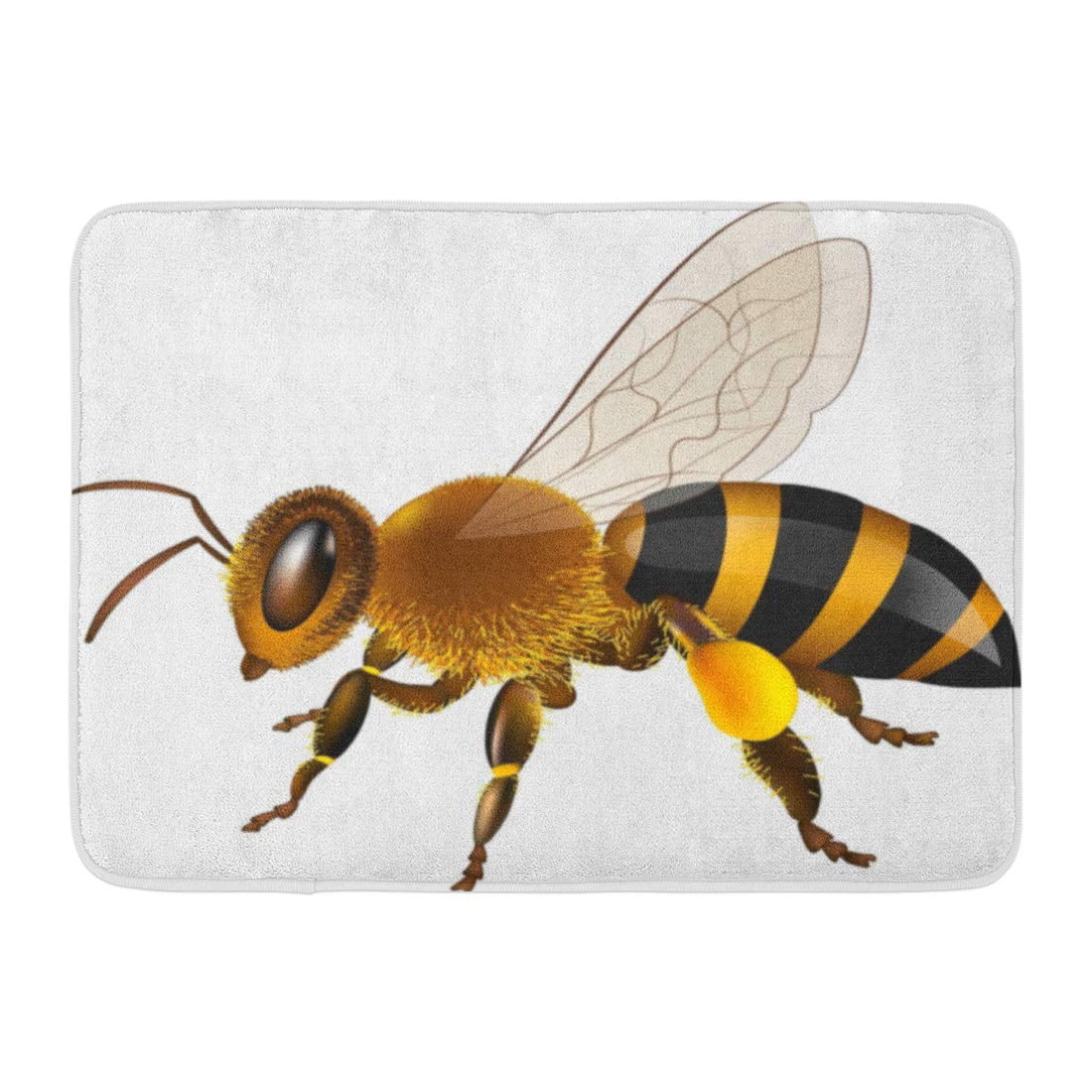GODPOK Yellow Cute Black Apis Realistic Honey Bee White Cartoon Flying Rug Doormat Bath Mat inch GODPOK Yellow Cute Black Apis Realistic Honey Bee White Cartoon Flying Rug Doormat Bath Mat inch