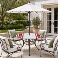 thumbnail image 4 of Round Outdoor Tablecloth with Umbrella Hole and Zipper, Red Striped Fitted Table Cover with Elastic Edge for 31-35 Inch, Farmhouse Simple Line Vertical Stripes Waterproof Patio Tablecoths for Picnic, 4 of 9