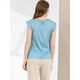 thumbnail image 5 of Blusa De Manga Corta Plisada Sólida Recta Con Abertura En La Espalda Para Mujer Azul claro M, 5 of 6