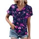 thumbnail image 1 of Top de Verano de las Mujeres Árbol Impresión V-Cuello Casual Manga Corta, Tops Cortos para las Mujeres, 1 of 5