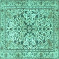 thumbnail image 1 of Ahgly Company Indoor Square Persian Turquoise Blue Traditional Area Rugs, 4' Square, 1 of 4