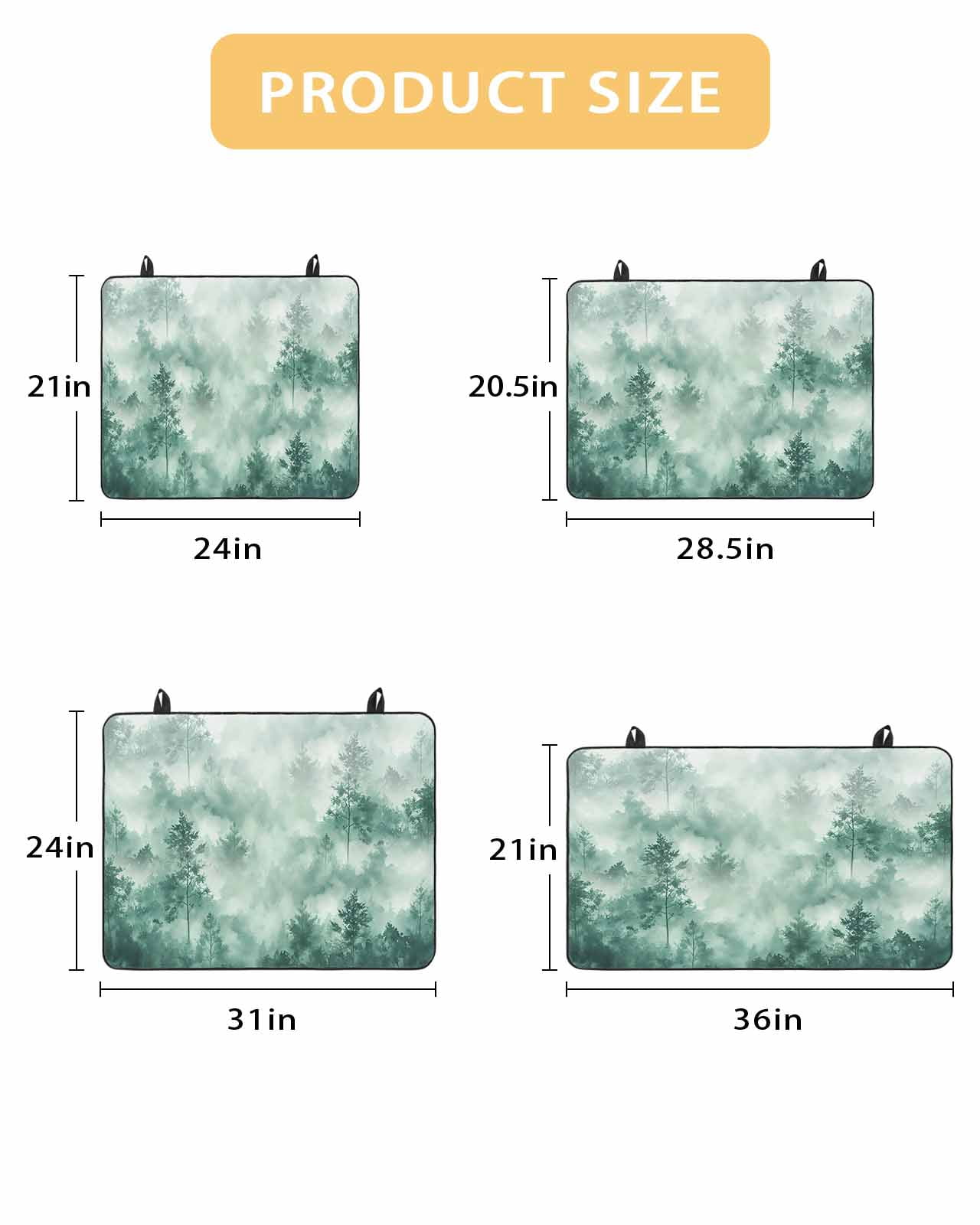 nqOlkjepod Large Induction Cooktop Protector Mat 24"x21", Green Forest Rustic Stove Top Covers for Electric Stove, Vintage Tree Scenery Watercolor Stove Burner Cover Mats, Glass Top Stove Cover