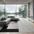 thumbnail image 2 of ODIKA Alfombras Minimalist Scandinavian Tonal Grid Block Para Habitacion for Queen Size Bedroom, Under Bed, Master Suite, Foldable Easy Care, 2 of 7