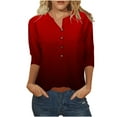 thumbnail image 1 of Womens Fashion Three Quarter Sleeve Retro Round Neck Easter Printed Loose Tops Blouse, 1 of 1