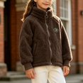 thumbnail image 4 of Girls Fleece Lined Full-Zip Jacket Winter Plush Warm Coats Soft & Cozy Stand-Collar Coat Long Sleeve Soft Outerwear with Pockets 1-12Y, 4 of 8