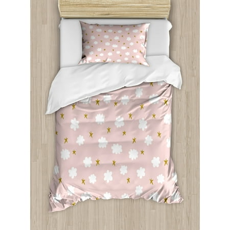 Baby Duvet Cover Set Stars And Clouds Cute Design Vintage Sketch