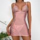 thumbnail image 4 of Ropa interior de encaje de malla transparente con tirantes finos de Color sólido a la moda para mujer con conjunto de lencería Sexy de bragas Fridja  nalpqowj40874, 4 of 8