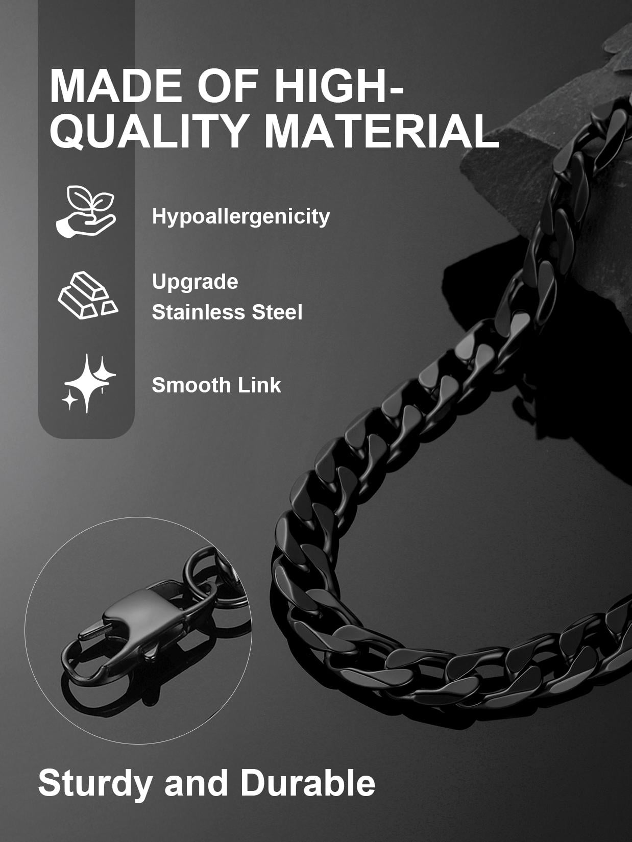 ChainsProMax Mens Necklace 316L Stainless Steel Sturdy Curb Chain Necklace Hip Hop Jewelry Gift
