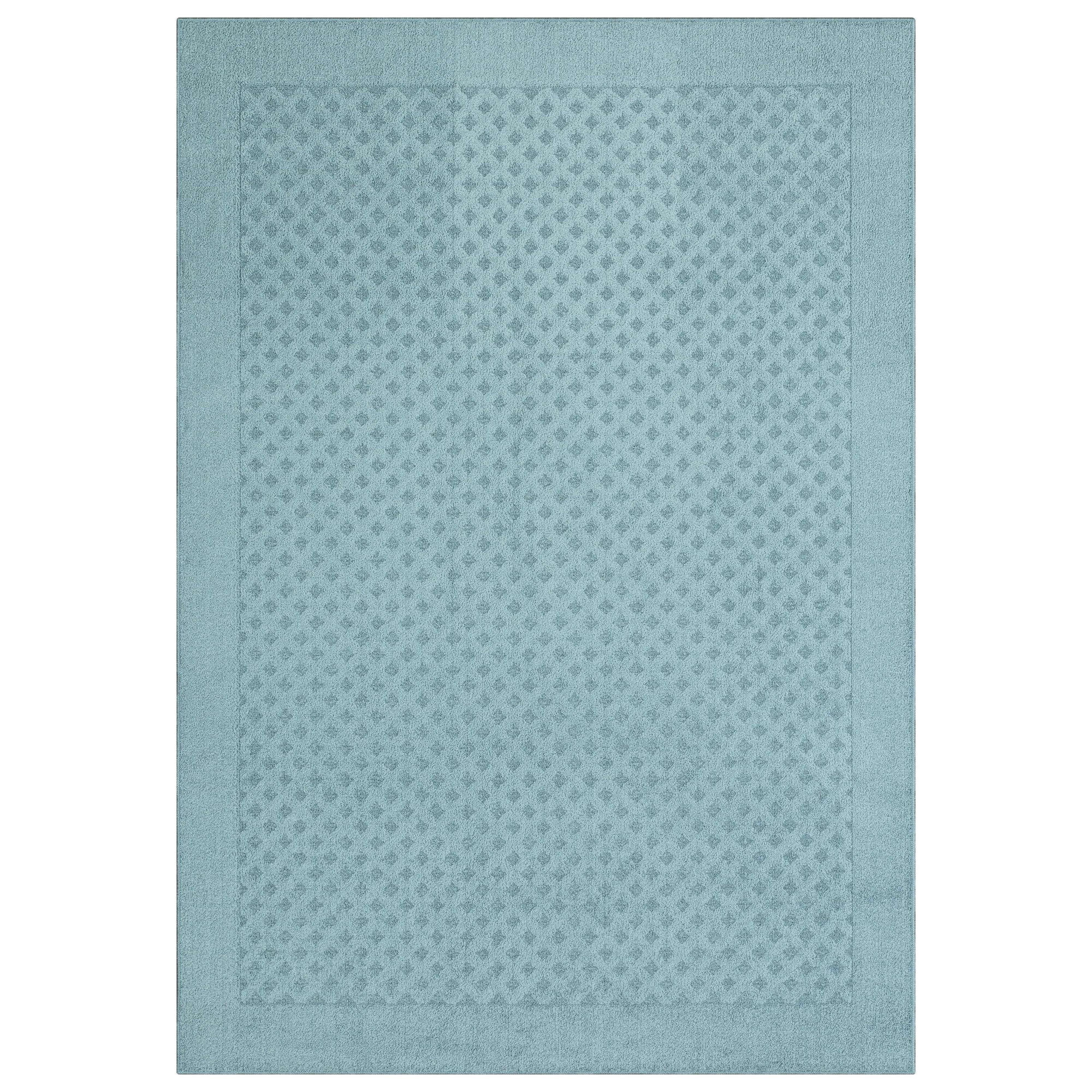 Mainstays Dylan Solid Diamond Olefin Blue Indoor Area Rug, 5 ft x 7 ft