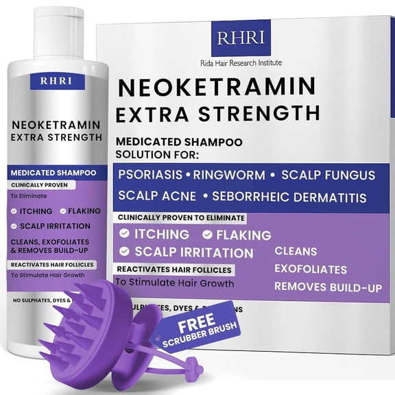 Anti -Fungal Shampoo - Anti-Dandruff Medicated Shampoo Dry Scalp Treatment - Soothes Itchy, Flaky, and Irritated Scalp - Paraben-Free, Sulphate-Free Massager Brush Bundle Set