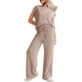 thumbnail image 5 of MSJUHEG Jumpsuits for Women,Jogging Suits for Women Plus Size,Lounge Sets for Women,2 Piece Outfits Sets Cap Sleeve Pullover Tops,Matching Sets Women Clothing,Track Suits for Women Set Khaki M, 5 of 8