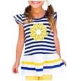 thumbnail image 2 of Cethrio Girls T Shirts, Stripe Casual Flutter Sleeve Graphic Tees Summer Tops Blue Size 10, 2 of 5