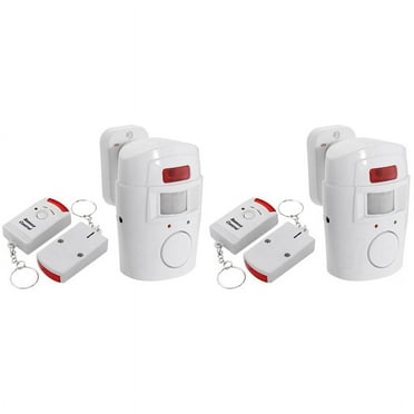 2X Infrared Motion Sensor Alarm - Burglar Alarm with 4 Remote Controls, Suitable for Home/Garages/Shops