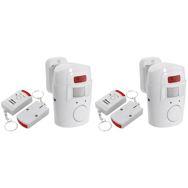 2X Infrared Motion Sensor Alarm - Burglar Alarm with 4 Remote Controls, Suitable for Home/Garages/Shops