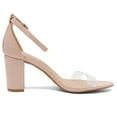 thumbnail image 4 of BURUDANI Women's Chunky High Heel Sandals Ankle Strap Open Toe Dress Shoes NUDE/CLEAR Size 8, 4 of 5