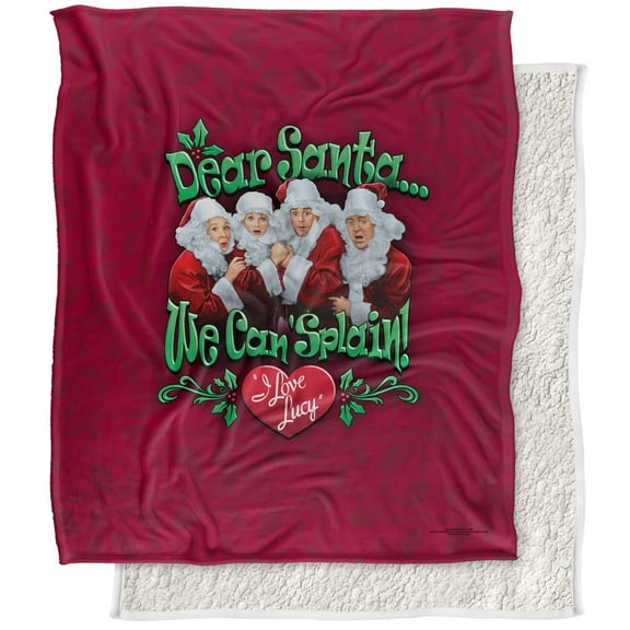 I Love Lucy Blanket, 50"x60", Dear Santa Silky Touch Sherpa Back Super Soft Throw Blanket