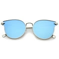 thumbnail image 2 of zeroUV Female Women's Metal Frame Arrow Temples Colored Mirror Flat Lens Cat Eye Sunglasses (Silver / Blue Mirror) - 58mm, 2 of 5