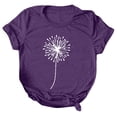 thumbnail image 1 of T-shirt Femme Manches Courtes Imprimé Tee Ample Col Rond Blouse Tops d'Été pour Femmes Violet L, 1 of 5